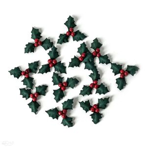 3D papírové květiny | Vánoční cesmína 12 ks (vánoční dekorace)