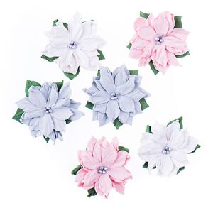 3D papírové květiny | Vánoční růže barevné 6 ks (vánoční dekorace)