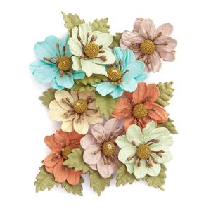 3D Papírové květy barevné / 9 dílná sada (Papírové květy na dekorování)