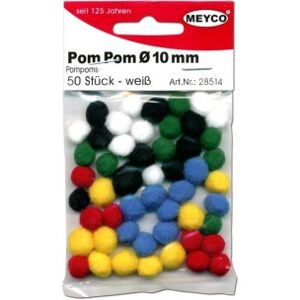 Pom pomps mix barev, 7mm / 60ks