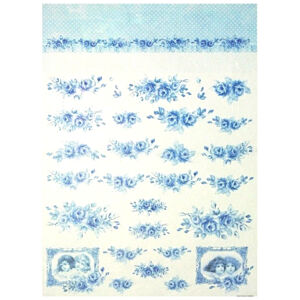 Rýžový papír Decom / 5313 - modré růže