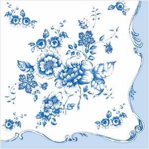 Ubrousky na dekupáž - Modré Květy - 1ks