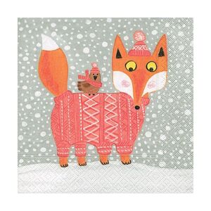 Ubrousky na dekupáž - Vánoční liška - 1ks