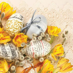 Velikonoční ubrousky na dekupáž - Malované vajíčka - 1ks