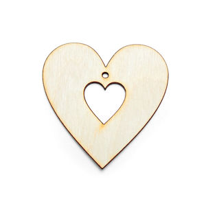 Závěsná dřevěná ozdoba na dekupáž - Srdce