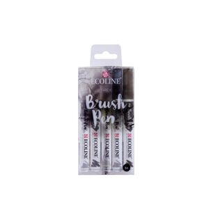 Akvarelové pera Ecoline Brush Pen Grey / 5 dílná sada (akvarelové pera)