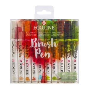 Akvarelové tužky Ecoline Brush Pen Architect | Sada 10 kusů