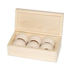 Dřevěná krabička se 6 prstenci na ubrousky (dřevěné komponenty na)