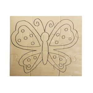 Dřevěné puzzle motýl 17.6 x 14.7 cm (puzzle pro vybarvení)