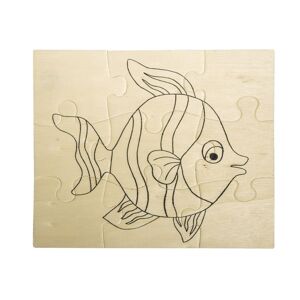 Dřevěné puzzle ryba 17.6 x 14.7 cm (puzzle pro vybarvení)