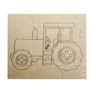 Dřevěné puzzle traktor 17.6 x 14.7 cm (puzzle pro vybarvení)