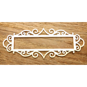Dřevěný dekorativní rámeček na jmenovku – obdélníkový ornament