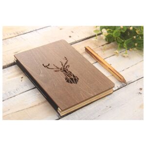 Dřevěný zápisník s perem Reindeer 133 x 193 mm - 96 stran (Dřevěný diář)