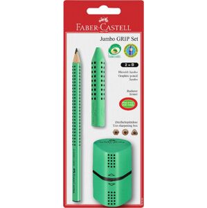 Jumbo Grip set tužka + guma + ořezávátko zelený. BL (Faber Castel - Set)