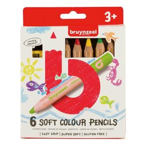 Měkké barevné jumbo tužky pro děti Bruynzeel Holland / 6 ks (barevné)