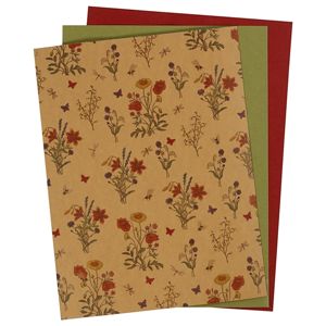 Papír z umělé kůže Flowers - 3 listy, 1 balení (kožený papír)