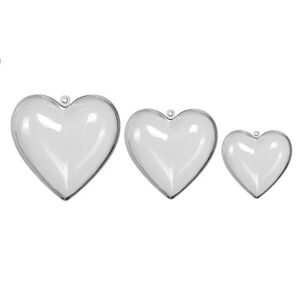 Průhledné akrylové skládací srdce - 5 ks / různé velkosti (Plastové)