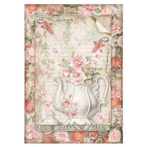 Rýžový papír A4 teapot with flowers (Rýžový papír A4 pro dekupáž)
