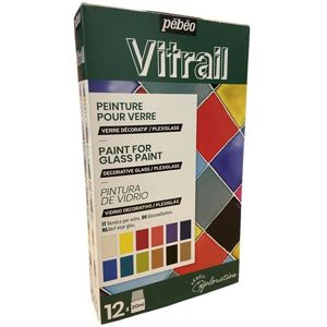 Sada barev na sklo PEBEO Vitrail 12 x 20 ml (malování na sklo)