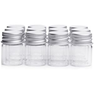 Sada skleněných mini lahviček s uzávěrem - 12 kusů (Skleněné lahvičky na)