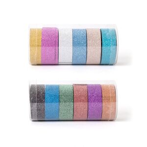 Sada třpytivých Washi samolepicích pásek / různé odstíny (Samolepící)