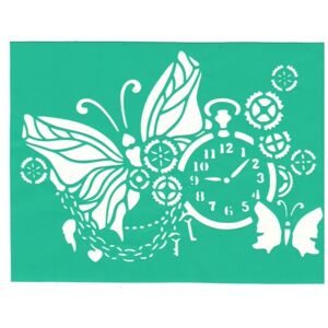 Samolepící šablona Motýl s hodinami 20 x 15 cm (kreativní potřeby)