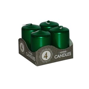 Svíčka válec zelená metalická - 4 ks (svíčky na věnec)