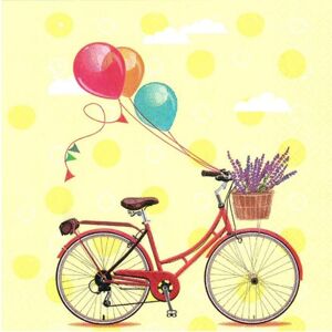 Ubrousky na dekupáž Bicycle with Balloons - 1 ks (ubrousky na dekupáž)