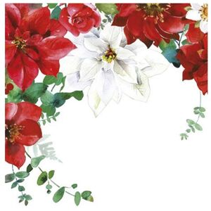 Ubrousky na dekupáž Christmas Flowers - 1 ks (ubrousky na dekupáž)