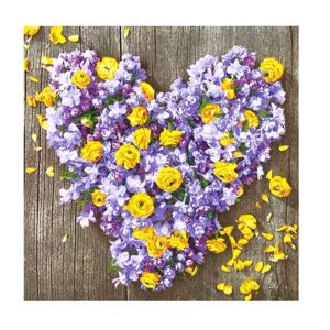 Ubrousky na dekupáž – Květiny ve tvaru srdce – 1 ks