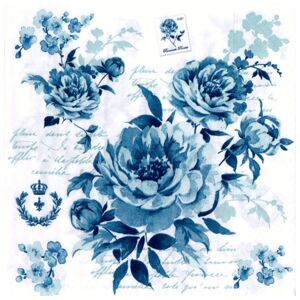 Ubrousky na dekupáž Romantic Flower Blue - 1 ks (Ubrousky na dekupáž)