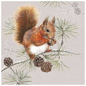 Ubrousky na dekupáž Squirrel in Winter - 1 ks (ubrousky na dekupáž)
