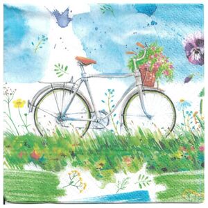 Ubrousky na dekupáž Watercolour Bicycle - 1 ks (ubrousky na dekupáž)