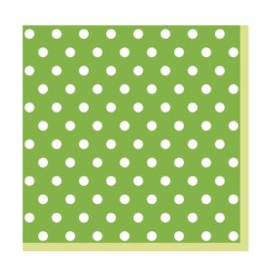Ubrousky na dekupáž - Zelená s puntíky - 1 ks